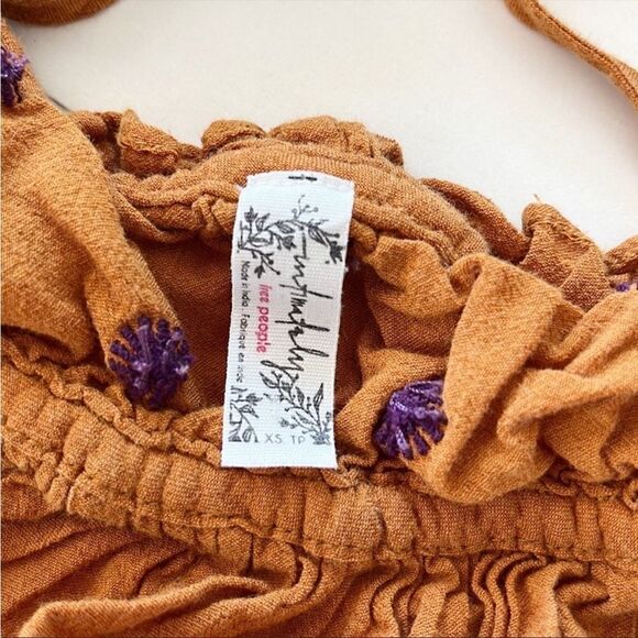 Free People Intimately Free Embroidered Rhinestone Crop Strappy Tie Top - Picture 8 of 8